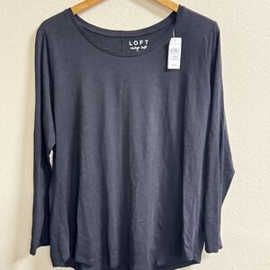 LOFT Vintage Soft Plus Long Sleeve Tee 16/18 Black NWT